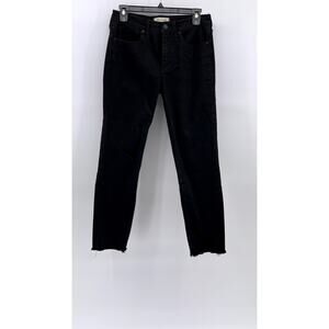 MADEWELL Women's Black 9" Mid-Rise Skinny Leg Frayed Cropped Jeans SZ 28